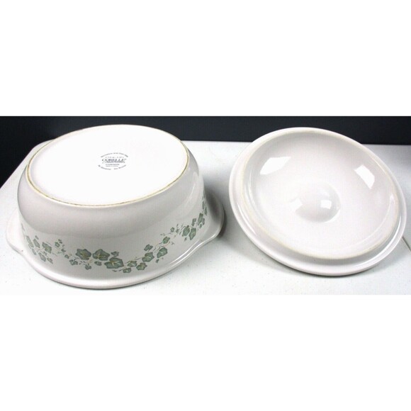 Corelle Coordinates Callaway Green Ivy Stoneware 1 1/2 Qt Round Casserole W/ Lid - Picture 4 of 5